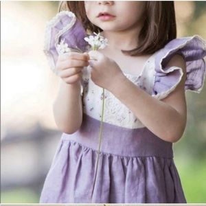 Ele Story Chambray Purple Flutter Dress Size 4/5